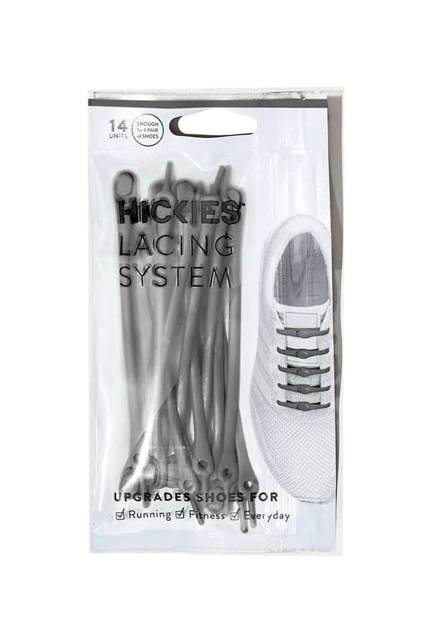 HICKIES No Tie Shoelaces For Adults Premium Grey Shoe Laces For Sneakers No Tie Laces - 14 Elastic Waterproof Tieless Shoelaces, A Pair Unisex No Tie Running Shoe Laces One Size fit All