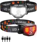 GETASI Headlamp Rechargeable 2pcs, 1200 Lumen Super Bright LED Flashlight with Motion Sensor for Adults and Kids- Camping Accessories Gear, Waterproo