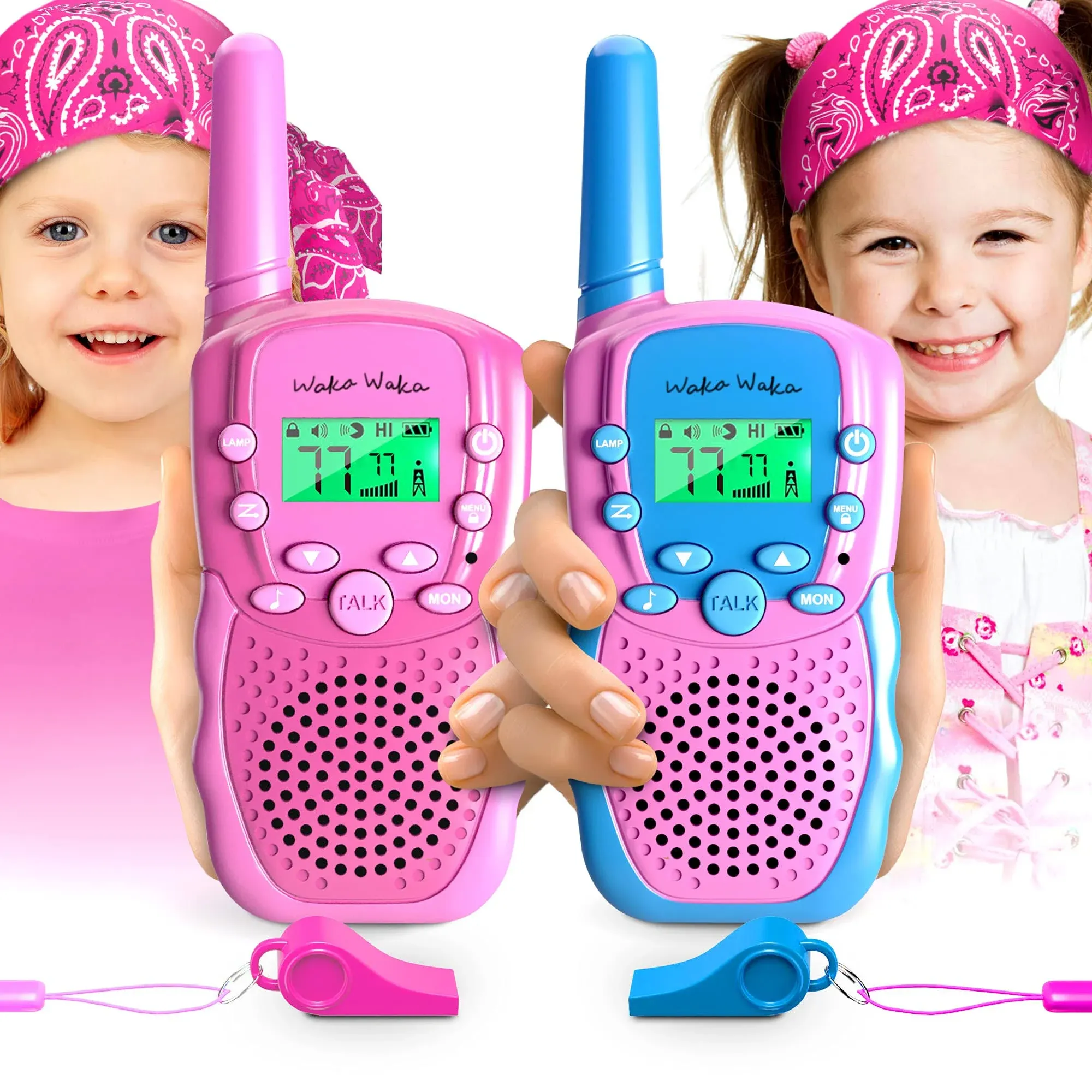 Walkie Talkies for kids 2-pack, pink and light blue  Two-way walkie talkie set