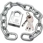 WANLIAN 8x500mm Stainless Steel Chain and Lock,for Bike Lock Combination,Motorcycle Locks,Moped Lock,Scooter Locks Anti Theft,Chain and Lock for gate,Grill Lock and Chain for Patio,Silver