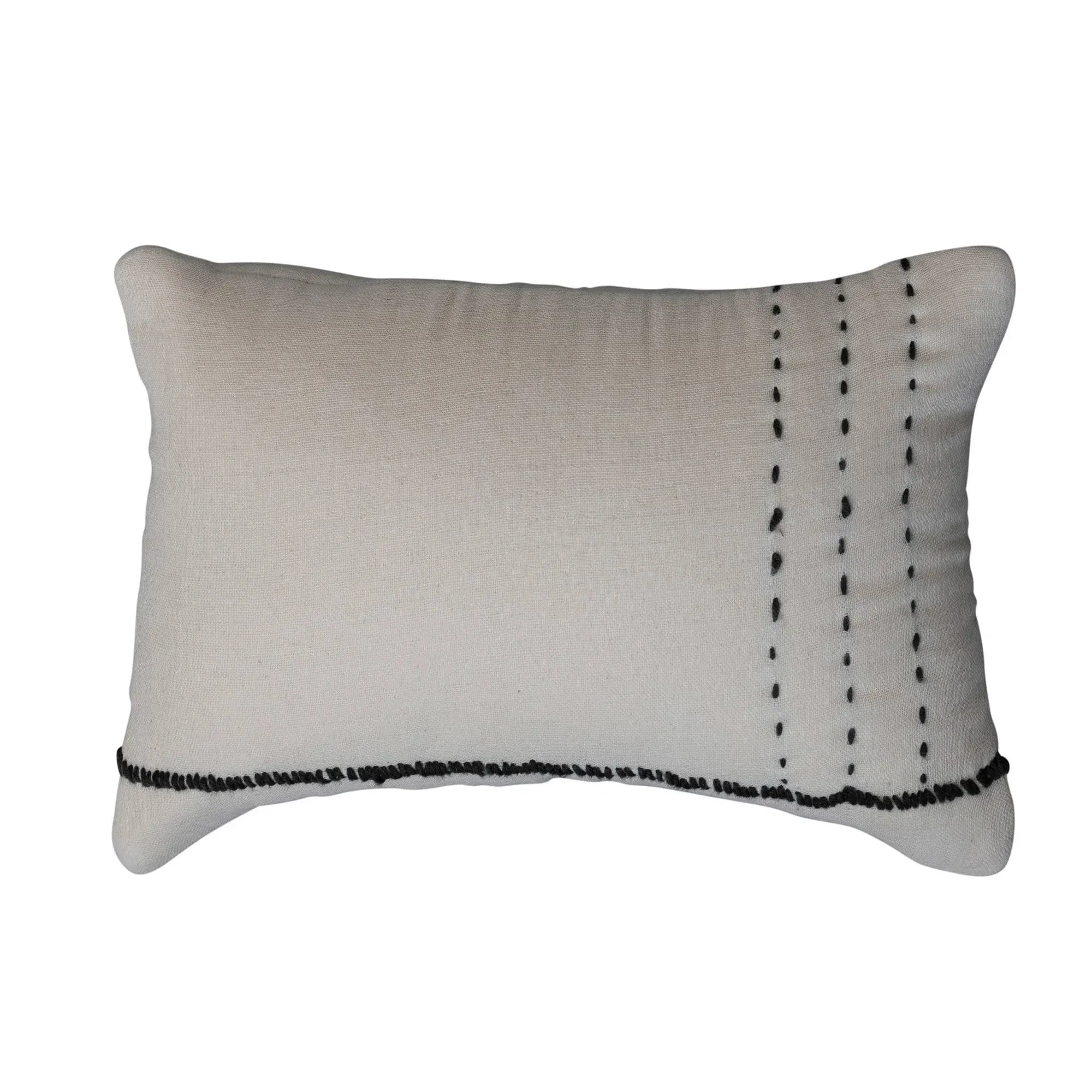 Creative Co-Op Cotton Lumbar Pillow with Embroidery