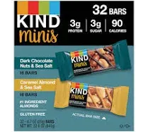 KIND Minis, Dark Chocolate Nuts & Sea Salt, Healthy Snacks, Gluten Free, Low Calorie Snacks, Low Sugar, 10 Count