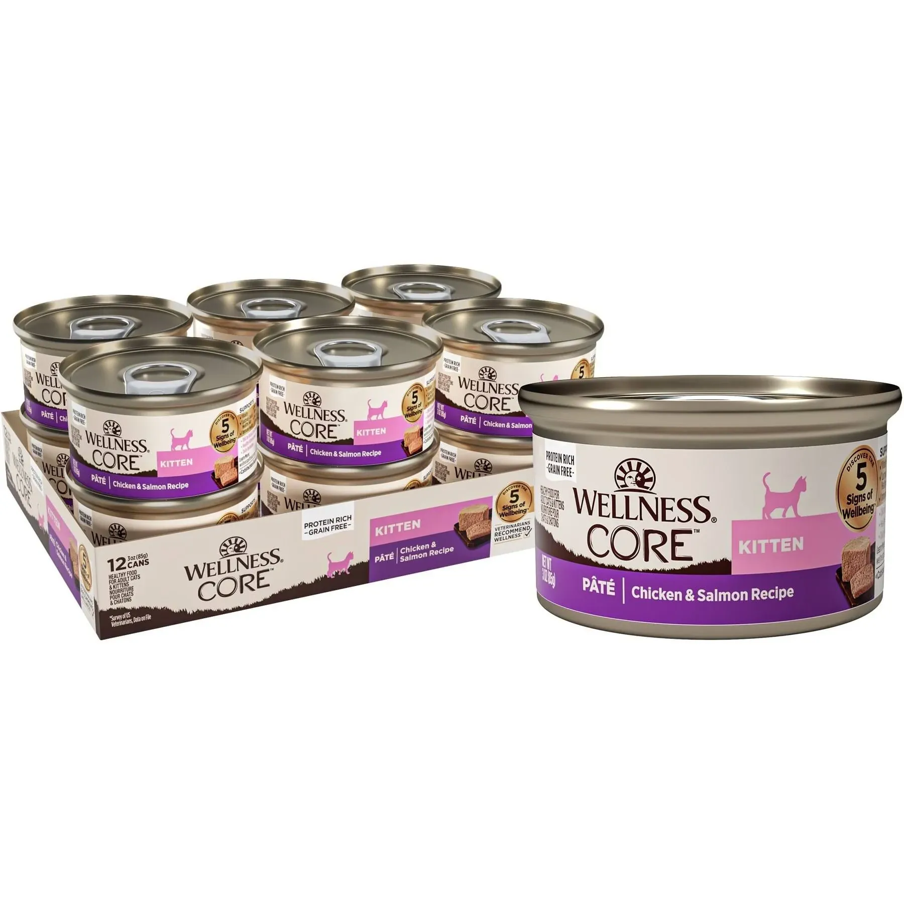 Wellness Core Kitten Recipe Canned Wet Kitten Food Chicken & Salmon