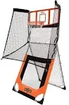 Hall of Games Outdoor 2-in-1 Basketball and Baseball Rebound, Pitchback Training Game, Orange, Black