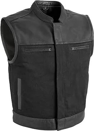 First Mfg - Lowrider Motorcycle Leather/Twill Vest