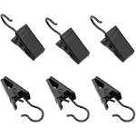 Coideal Small Curtain Clips Hooks, 100 Pack Black Metal Patio Awning Light Clips Hanger Stainless Steel for Hanging Outside Christmas String Lights, Drape Track, Indoor Outdoor Art Craft Display