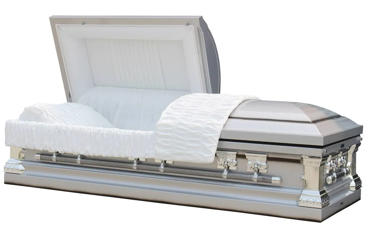 Overnight Caskets Lincoln Metal Funeral Casket Black with White Velvet Interior