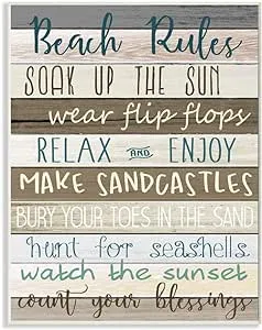 Stupell Industries Nautical Fun Beach Rules List Rustic Boardwalk Sign