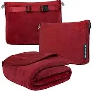 PAVILIA Travel Blanket and Pillow, Dual Zippers, Clip On Strap, Warm Soft Fleece