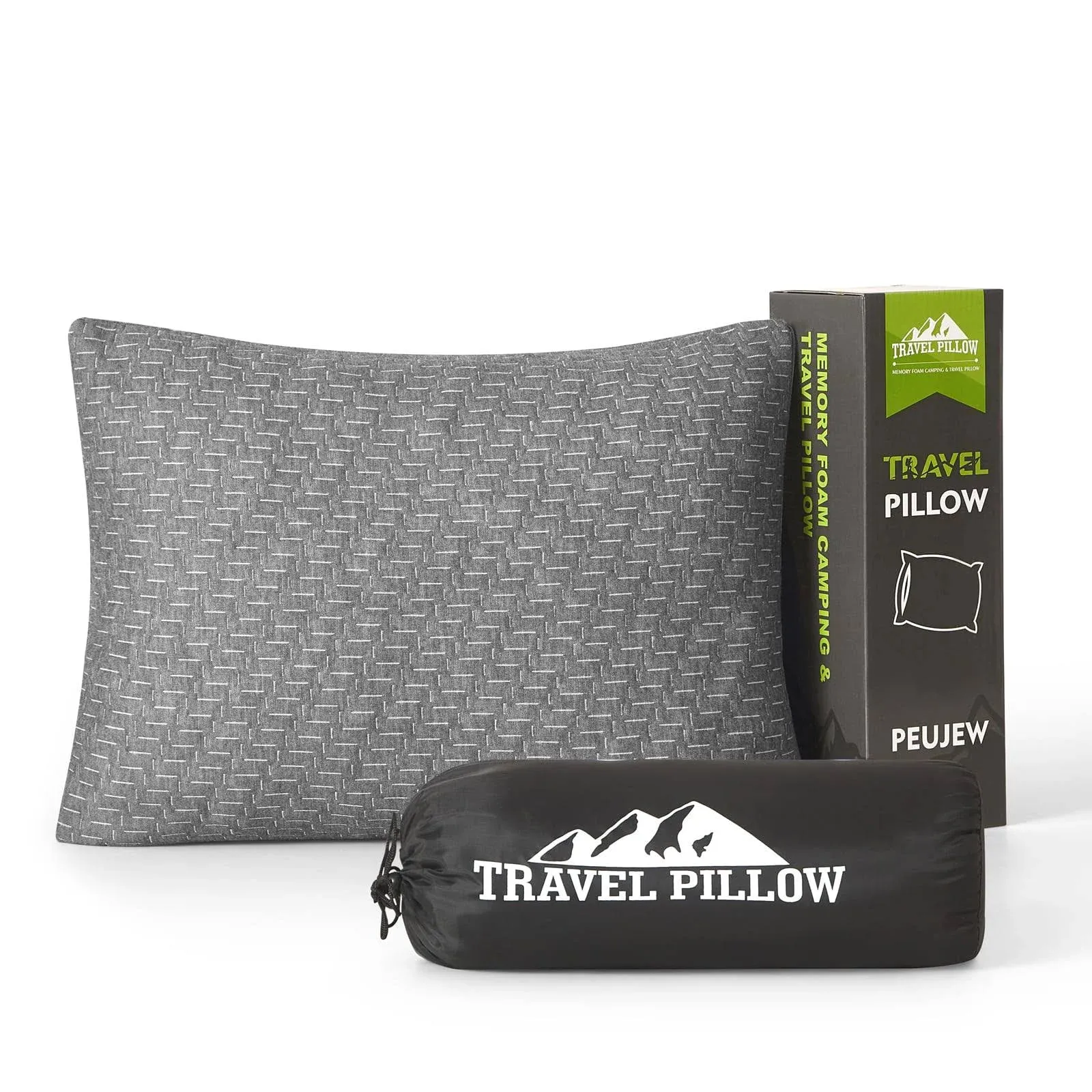 PEUJEW Camping Pillow Travel Pillow Small Shredded Memory Foam Pillow