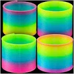 Bedwina 3” Glow in The Dark Coil Spring Toy [4 Pack] Colorful Neon Rainbow Magic Spring Toys for Girls or Boys, Plastic Coil Springs for Fun Birthday Gift Ideas, Game Prizes and Party Favors for Kids