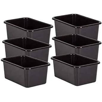 Black Small Plastic Storage Bin, 6PK