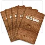 Elan Publishing Company Field Notebook/Pocket Journal - 3.5"x5.5" - Wood Pattern - Dot Graph Memo Book - Pack of 5