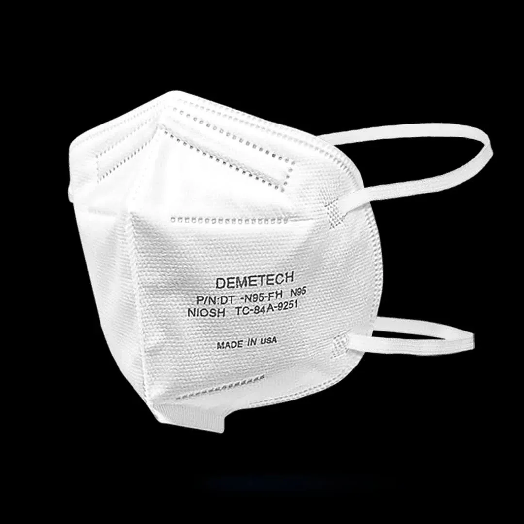 DemeTECH NIOSH N95 Respirator Face Mask, Fold-Style with Headbands, Made in USA, 20 Qty