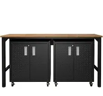 3-Piece Fortress Mobile Space-Saving Garage Cabinet and Worktable 1.0 Manhattan Comfort