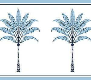 Harry & Grace Blue Lake Montgomery Palm Peel and Stick Wallpaper Border