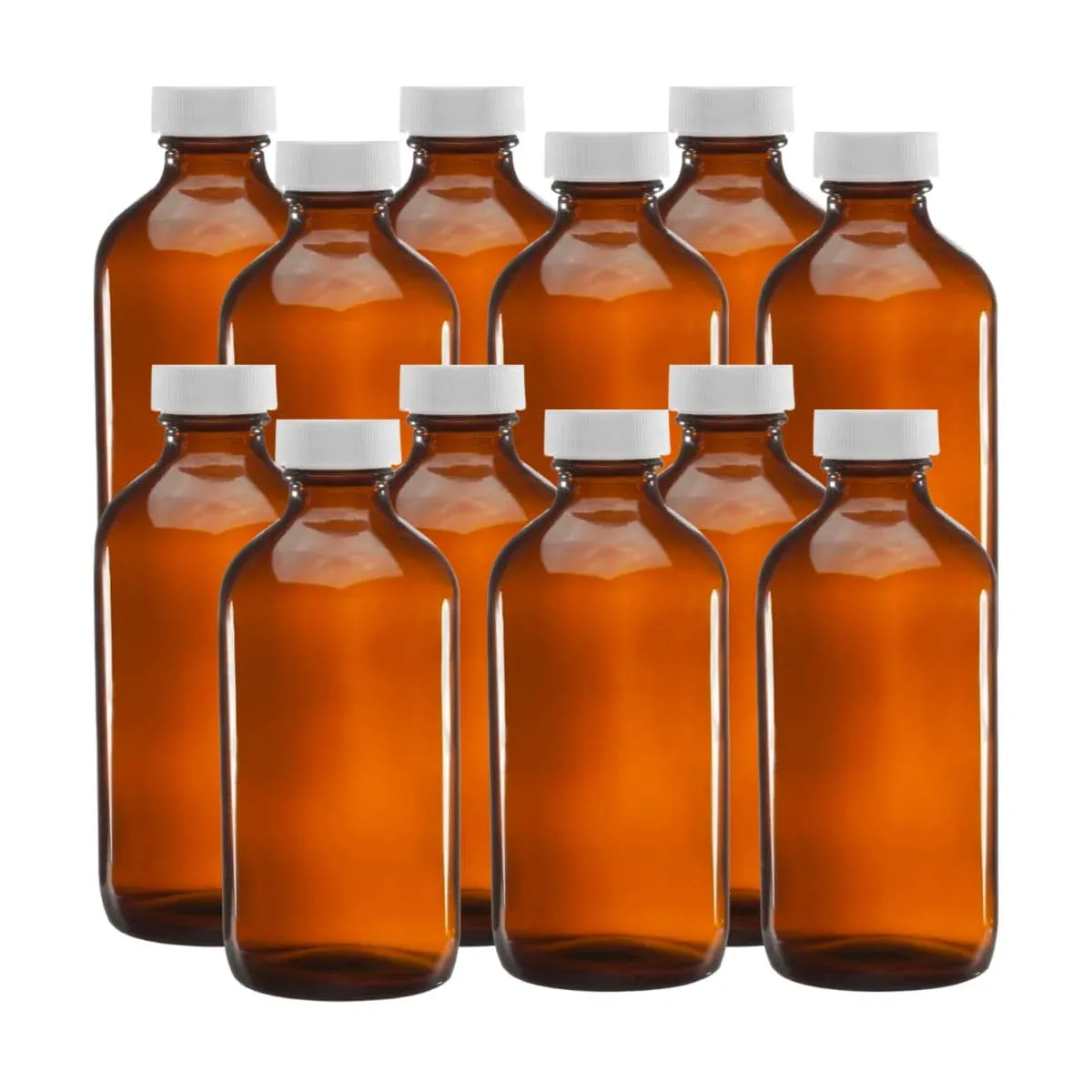 Native Vanilla Glass Amber Boston Round Bottles