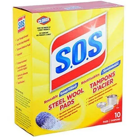 S.O.S Steel Wool Soap Pads, Home Cleaning Pads, Reusable Soap Scrubbers, Grease Cleaner, Outdoor, Bathroom or Kitchen Cleaning, 18 Count (Pack of 12)