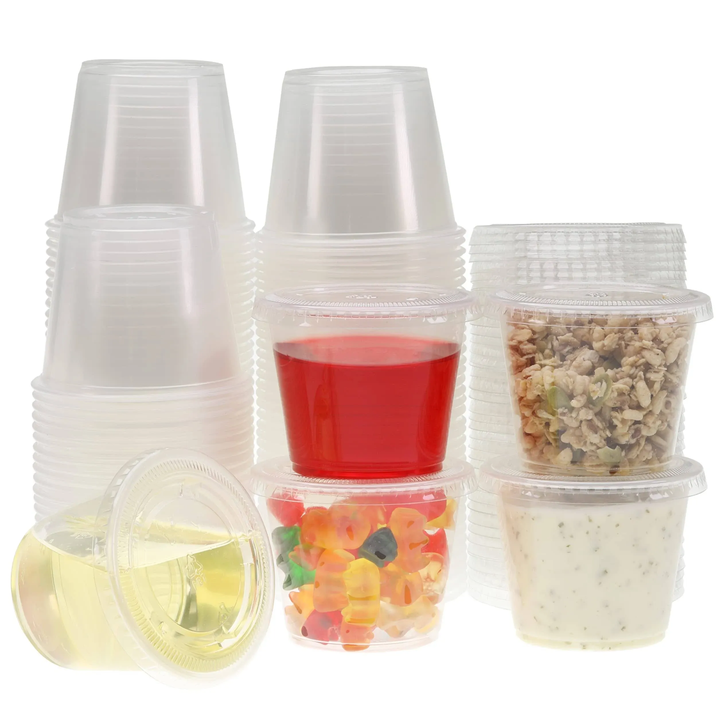 Freshware Plastic Portion Cups with Lids [5.5 Ounce, 100 Sets] Souffle Cups ...