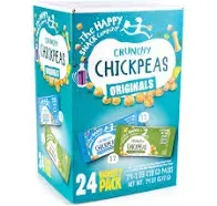 The Happy Snack Company Crunchy Chickpeas Lime & Cracked Pepper 24 x 1 oz. 5g Plant Based Protein & 120 Cals. Gluten,Nut & Dairy Free, Non-GMO and Vegan.