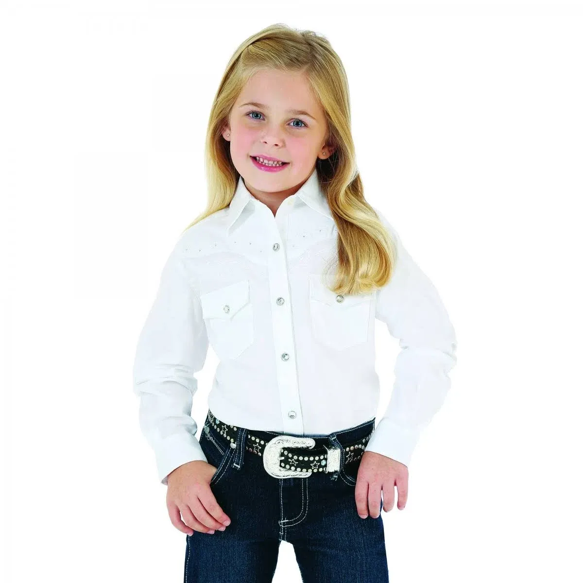 Wrangler Girls' Long Sleeve Western Snap Shirt