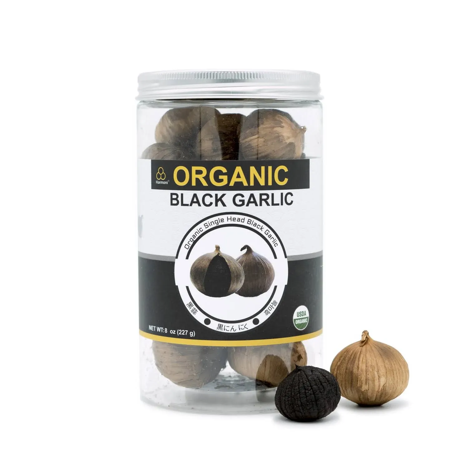 Harmoni USDA Organic Black Garlic Black Pearl Garlic Jar