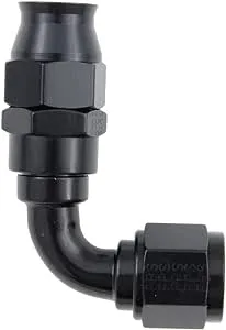 Hose Fitting #6 90 Deg PTFE Black