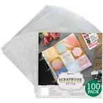 12x12 Scrapbook Page Protectors 100 Pack Scrapbook Refill Pages Protective Sl...