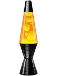 "LAVA Lamp 14.5'' Vinyl Record Grooved Base - The Original Motion Light - Yellow Wax and Orange Liquid - 2017"