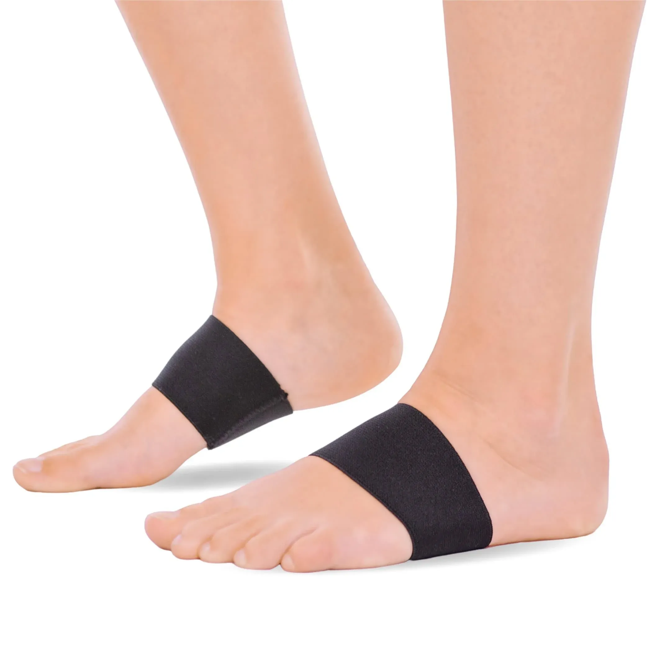 BraceAbility Plantar Fasciitis Arch Support Bands - Pair of Durable Foot Brace Compression Sleeve Inserts for Fallen Arches, Flat Foot Correction, Heel Spur Pain Relief and Muscle Strains (Pack of 2)