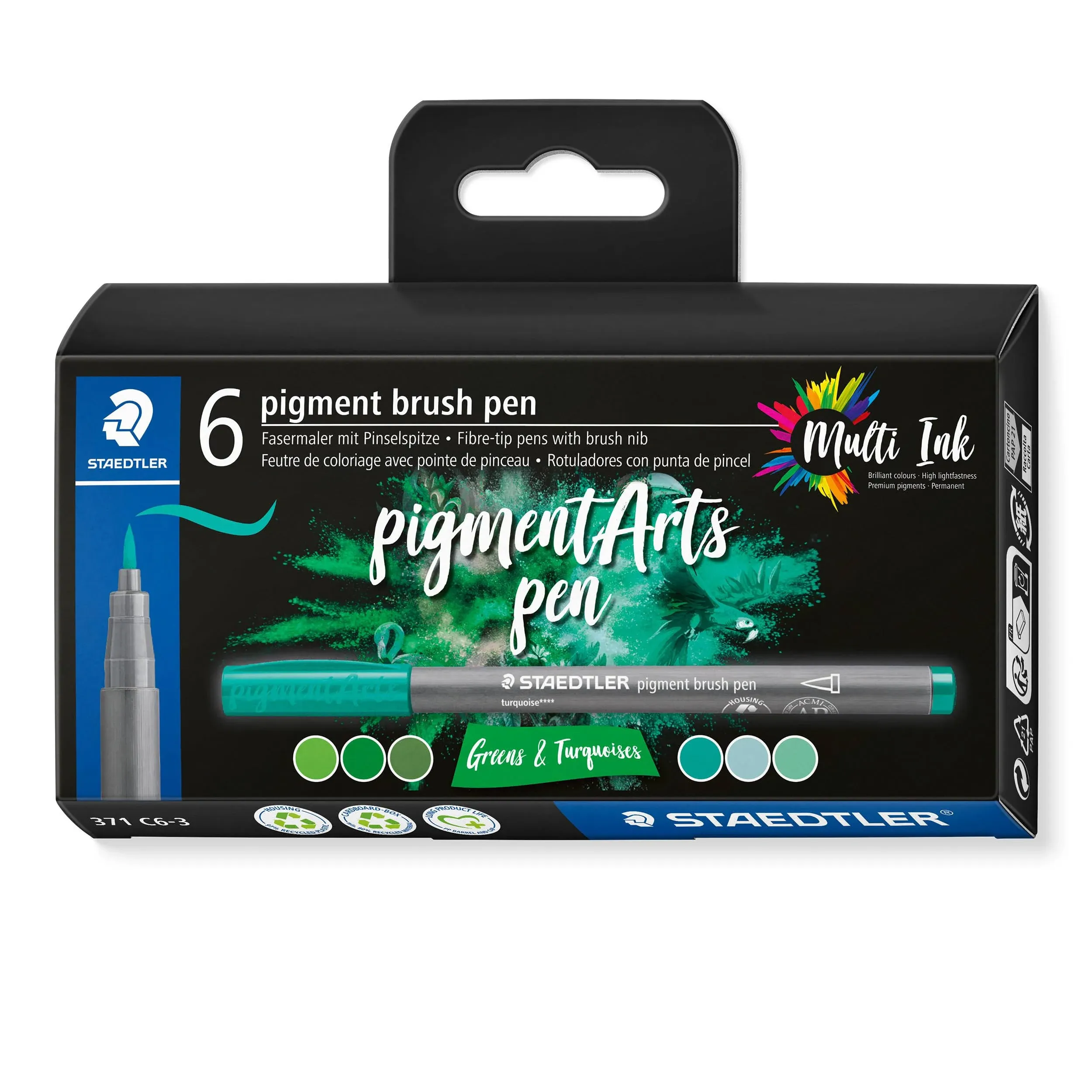 Staedtler Pigment Arts Brush Pen Set of 6 Greys & Caramels