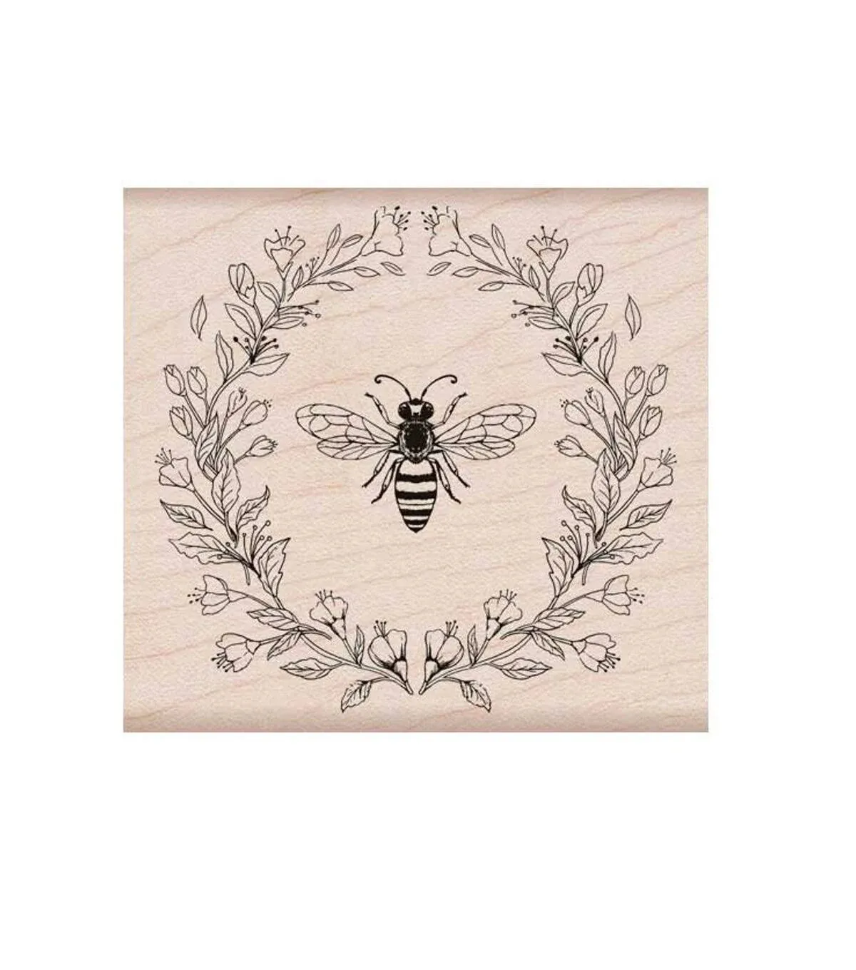 ANTIQUE BEE &amp; FLOWERS Hero Arts K6224 Rubber Stamp Botanical Wreath Garden b99