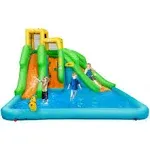 Costway Inflatable Water Park Bounce House w/Climbing Wall Two Slides and Splash Pool