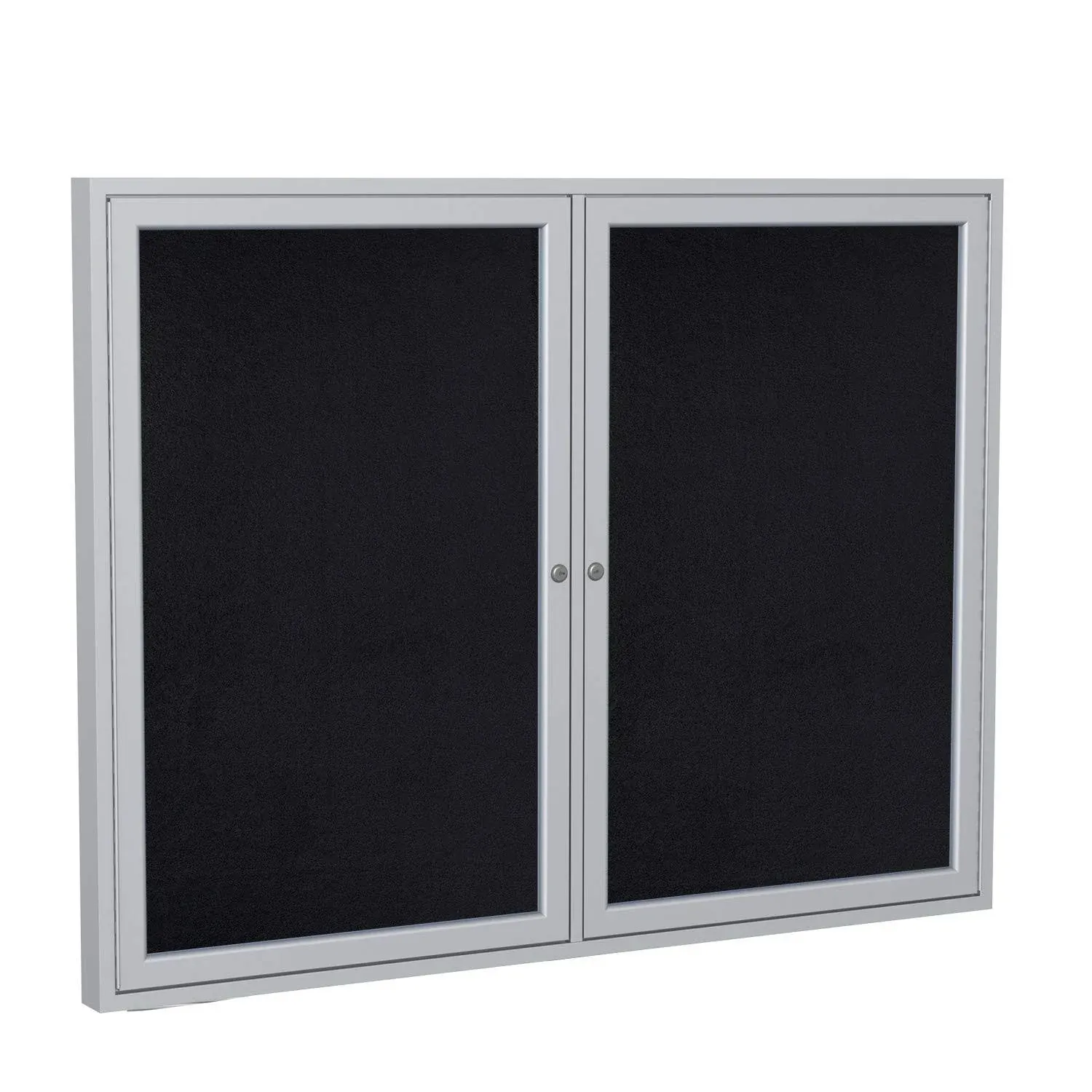 Ghent Pa23648tr-Bk Enclosed Rubber Bulletin Board 36&#034;X48&#034;, 2 Hinged Door, Black