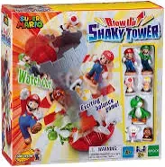 Epoch Games Super Mario Blow Up! Shaky Tower Balancing Game - Tabletop Skill and