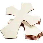 Unfinished Wood Cutout - 6-Pack Cross Shaped Wood Pieces for Wooden Craft DIY Projects, Sunday School, Church, Home Decoration, 11.8 x 8.8 x 0.188