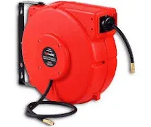 ReelWorks Mountable Retractable Air Hose Reel - 1/4" x  65\'FT, 3\' Ft Lead-In