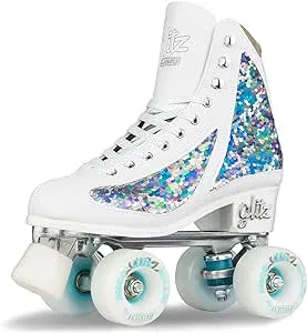 Crazy Skates Glitz Roller Skates | Adjustable or Fixed Sizes | Glitter Sparkle Quad Skates for Women and Girls