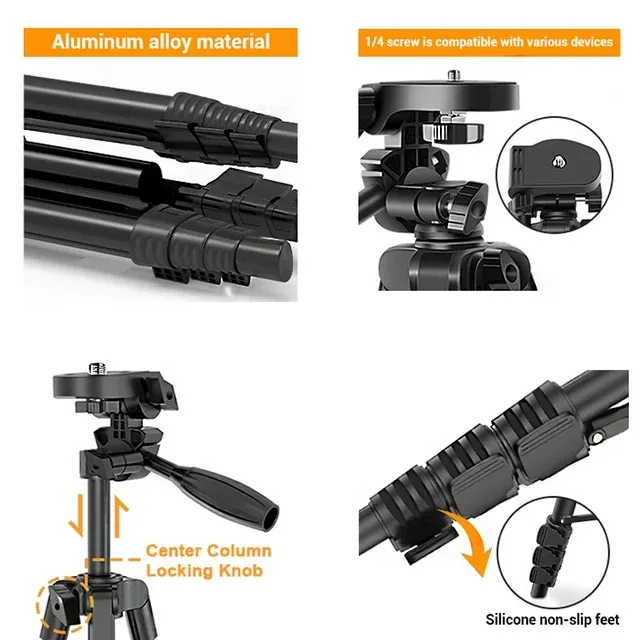 TONEOF 60" Camera Tripod with Travel Bag,Cell Phone Tripod with Remote,Tripod Stand with Phone Tripod Mount&1/4”Screw,Compatible with Phone/Camera/Projector/DSLR/SLR