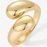 PAVOI 14K Gold Plated Chunky Open Twist Stackable Rings for Women | Bold Crossover Statement Ring Band