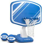 GoSports Splash Hoop Pro Swimming Pool Basketball Game - Includes Poolside Water Basketball Hoop 2 Balls and Pump - Blue