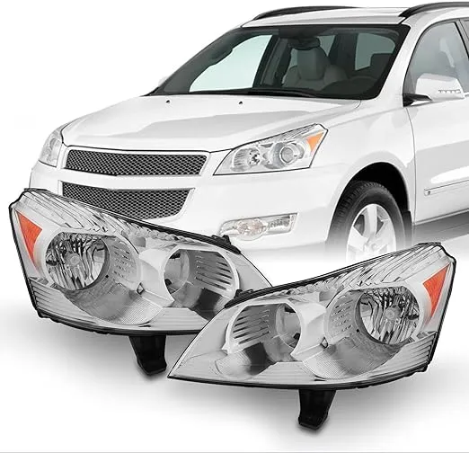 AKKON - Fits 2009 2010 2011 2012 Chevy Traverse Headlights Headlamps Direct Replacement Set
