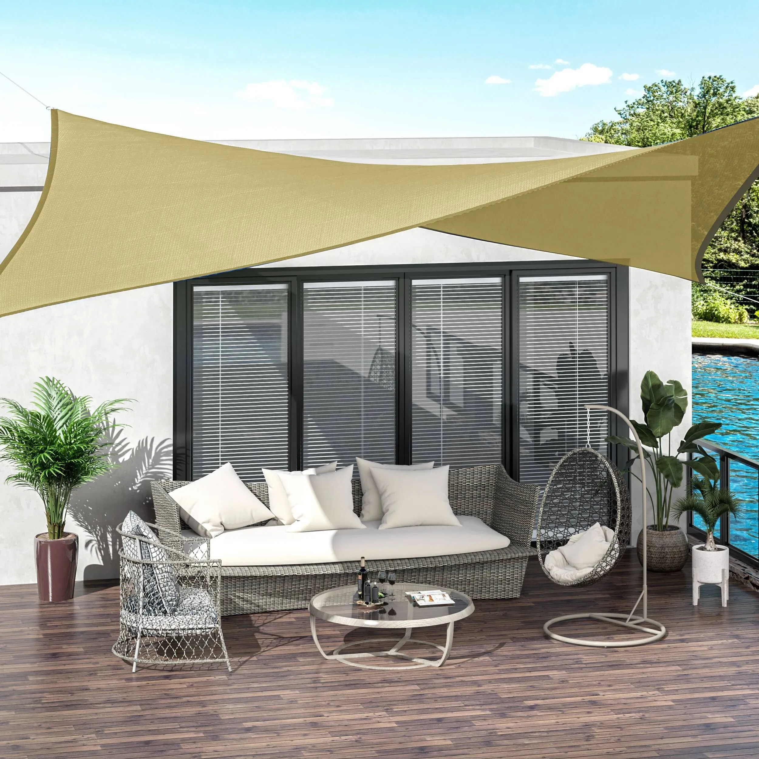 Outsunny 20' x 16' Rectangle Outdoor Patio Sun Shade Sail Canopy - Sand