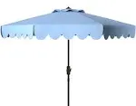 Safavieh Venice Single Scallop 9ft Crank Outdoor Push Button Tilt Umbrella - Baby Blue/White