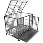 SmithBuilt CAGE-Y42 Heavy-Duty Metal Dog Cage in Silver - Large 42 in.