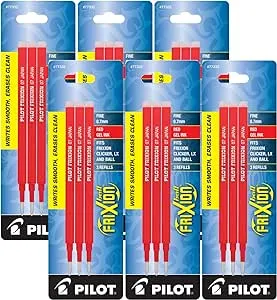 Pilot Gel Ink Refills for FriXion Erasable Gel Ink Pen, Fine Point, Red Ink, 18 total refills