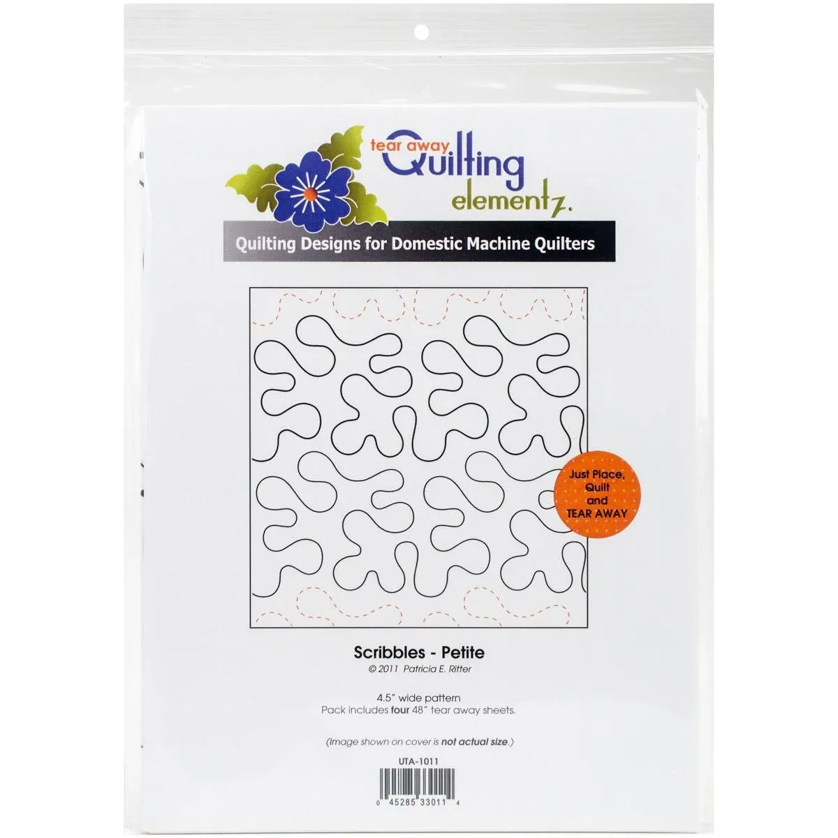 Quilting Creations Printed Tear Away Quilting Paper 4/Pkg Scribbles-Peti<wbr/>te 4.5&#034;