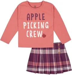 Gerber Baby and Toddler Girls Plaid Tee & Skirt Set