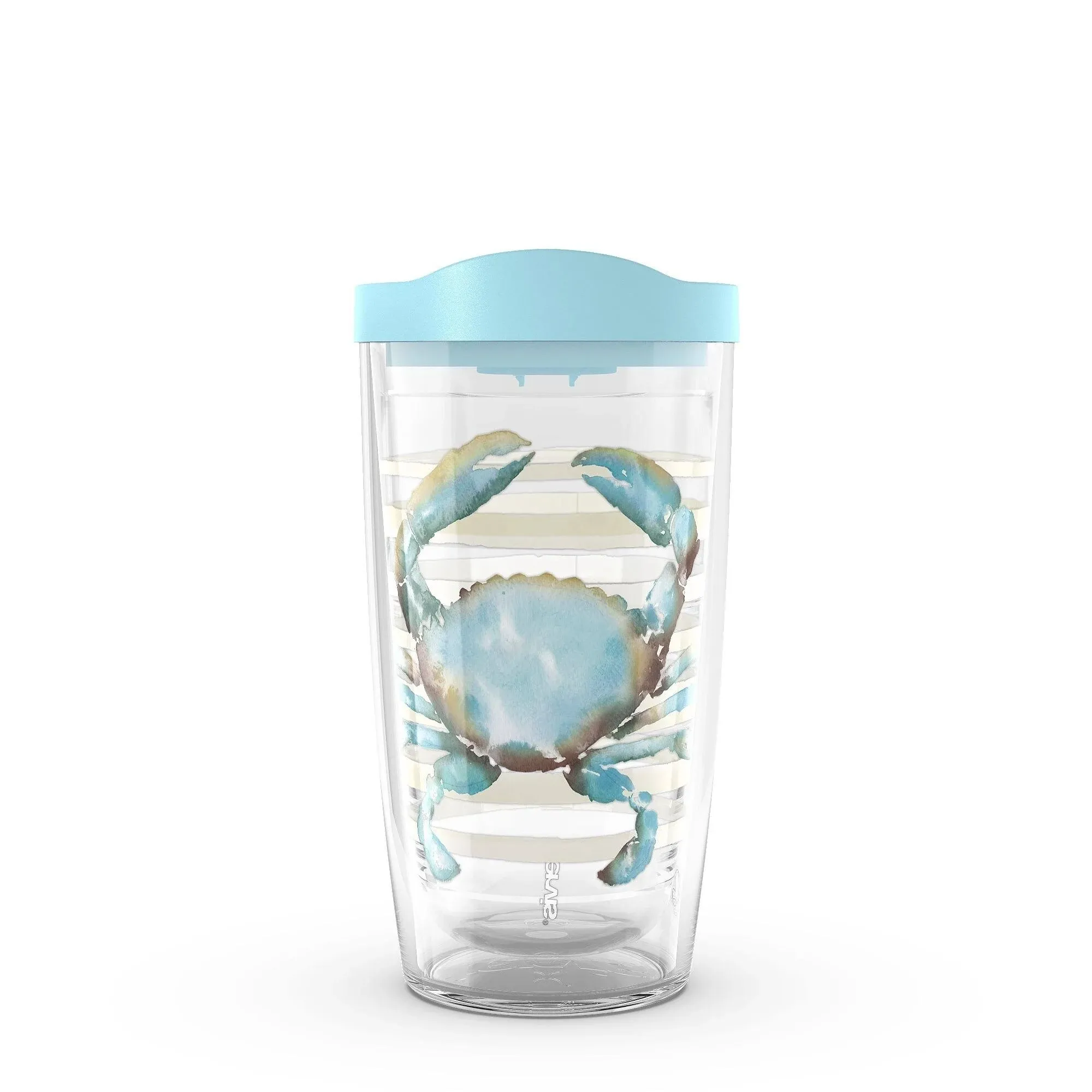 Tervis Sara Berrenson - Atlantica Collection Made in USA Double Walled Insulated Tumbler Travel Cup Keeps Drinks Cold & Hot, 16oz, Crab