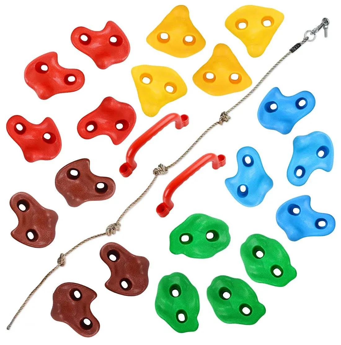 20 PCS Rock Climbing Holds for Kids, Rock Wall Holds with 9.8 Ft Climbing Rope a